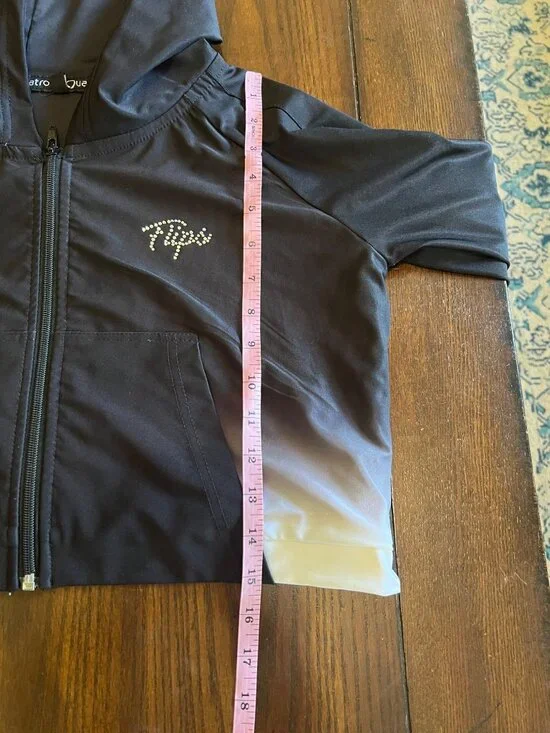 Flips Gymnastics Team Rhinestone Embellished Ombre Cropped Hoodie Warm Up Jacket - Picture 9 of 12